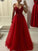 A-Line/Princess Spaghetti Straps Sleeveless Floor-Length Applique Tulle Dresses HEP0002198