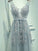 A-Line/Princess Sleeveless V-neck Tulle Applique Floor-Length Dresses HEP0001703