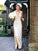 Sheath/Column Satin Sleeveless V-neck Floor-Length Wedding Dresses HEP0006583
