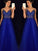A-Line/Princess V-neck Sleeveless Floor-Length Applique Tulle Dresses HEP0002561