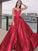A-Line/Princess Sleeveless Ruffles V-neck Satin Floor-Length Dresses HEP0001504