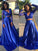 A-Line/Princess V-neck Long Sleeves Sweep/Brush Train Lace Satin Two Piece Dresses HEP0002249
