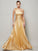 A-Line/Princess One-Shoulder Sleeveless Hand-Made Flower Long Elastic Woven Satin Dresses HEP0002421