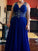 A-Line/Princess V-neck Sleeveless Beading Floor-Length Chiffon Plus Size Dresses HEP0002706
