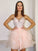 A-Line/Princess Spaghetti Straps Organza Beading Sleeveless Short/Mini Homecoming Dresses HEP0003469