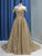 Ball Gown Sleeveless Off-the-Shoulder Sweep/Brush Train Ruffles Sequins Dresses HEP0002374