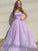 A-Line/Princess Square Tulle Sleeveless Ruffles Floor-Length Dresses HEP0001417