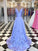 A-Line/Princess Satin Hand-Made Flower V-neck Sleeveless Sweep/Brush Train Dresses HEP0001842