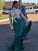 Trumpet/Mermaid Long Sleeves High Neck Sweep/Brush Train Applique Satin Dresses HEP0002680