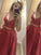 A-Line/Princess Sleeveless V-Neck Satin Floor-Length Two Piece Dresses HEP0002076
