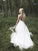 A-Line/Princess Sleeveless V-neck Spaghetti Straps Court Train Lace Tulle Wedding Dresses HEP0006262