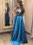 A-Line/Princess Sleeveless Bateau Satin Lace Floor-Length Dresses HEP0002622
