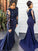 Trumpet/Mermaid Lace Silk like Satin Scoop Sweep/Brush Train Long Sleeves Plus Size Dresses HEP0002099