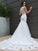 Trumpet/Mermaid Tulle Lace V-neck Sleeveless Sweep/Brush Train Wedding Dresses HEP0006142