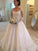 Ball Gown Long Sleeves Scoop Cathedral Train Ruffles Lace Wedding Dresses HEP0006348