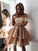 A-Line/Princess Satin Layers Off-the-Shoulder Sleeveless Short/Mini Homecoming Dresses HEP0003578