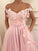 A-Line/Princess Sleeveless Off-the-Shoulder Floor-Length Applique Tulle Dresses HEP0002130