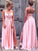 A-Line/Princess Sleeveless Straps Floor-Length Ruched Silk like Satin Dresses HEP0002107