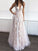 A-Line/Princess V-neck Floor-Length Tulle Sleeveless Applique Dresses HEP0001449