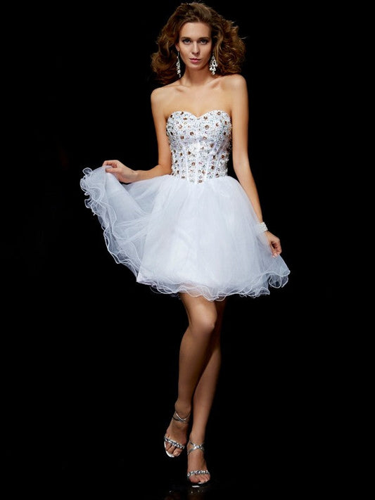 Homecoming Dresses Satin Aubree Sheath/Column Sweetheart Sleeveless Crystal Short Elastic Woven