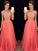A-Line/Princess Scoop Sleeveless Beading Floor-Length Chiffon Dresses HEP0002220