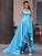 A-Line/Princess Satin Ruffles V-neck Sleeveless Asymmetrical Dresses HEP0001559