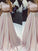 A-Line/Princess Sleeveless Scoop Floor-Length Lace Silk like Satin Two Piece Dresses HEP0002420