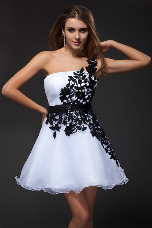 Cocktail Makayla Homecoming Dresses Empire Strapless Applique Sleeveless Short Organza Dresses