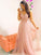 A-Line/Princess Sleeveless V-neck Sweep/Brush Train Crystal Tulle Dresses HEP0002481