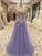 A-Line/Princess Sleeveless Scoop Floor-Length Applique Tulle Dresses HEP0001767