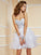 A-Line/Princess Sweetheart Sleeveless Rhinestone Short Organza Homecoming Dresses HEP0008659