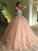 Ball Gown V-neck Sleeveless Floor-Length Beading Tulle Dresses HEP0001470