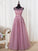 A-Line/Princess Sleeveless Scoop Floor-Length Tulle Beading Dresses HEP0001992