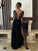 A-Line/Princess Sheer Neck Long Sleeves Lace Floor-Length Chiffon Dresses HEP0001786