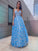 A-Line/Princess V-neck Tulle Applique Floor-Length Sleeveless Dresses HEP0001529