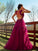 A-Line/Princess Tulle Applique V-neck Sleeveless Floor-Length Dresses HEP0001520