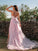 A-Line/Princess Tulle Applique V-neck Sleeveless Sweep/Brush Train Dresses HEP0001430