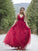 A-Line/Princess Applique Tulle Sleeveless V-neck Floor-Length Dresses HEP0002190