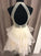A-Line/Princess Organza Beading Halter Sleeveless Short/Mini Homecoming Dresses HEP0008833