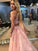 A-Line/Princess Sleeveless Halter Floor-Length Applique Tulle Two Piece Dresses HEP0002408