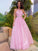 A-Line/Princess Tulle Applique Halter Sleeveless Floor-Length Dresses HEP0001607