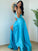 A-Line/Princess Spaghetti Straps Satin Sleeveless Ruffles Floor-Length Dresses HEP0001747