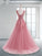 A-Line/Princess Scoop Sleeveless Sweep/Brush Train Applique Tulle Dresses HEP0001768