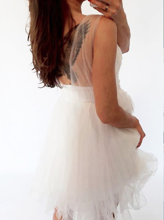 A-Line/Princess Scoop Sleeveless Tulle Short/Mini Homecoming Dresses Jaylyn Dresses