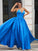 A-Line/Princess Satin Ruffles Sweetheart Sleeveless Floor-Length Dresses HEP0001553