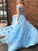 A-Line/Princess Tulle Off-the-Shoulder Applique Sleeveless Floor-Length Dresses HEP0001878