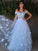 A-Line/Princess Tulle Applique Sleeveless Off-the-Shoulder Floor-Length Two Piece Dresses HEP0001635