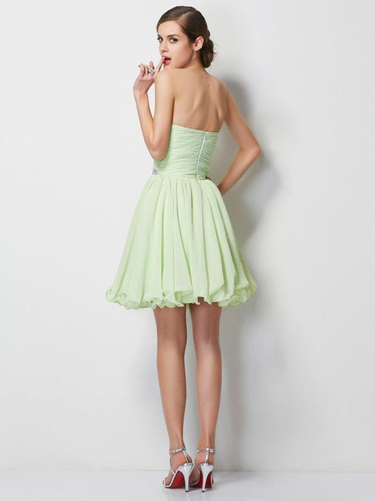 A-Line/Princess Sweetheart Sleeveless Short Beading Chiffon Arabella Homecoming Dresses