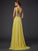 A-Line/Princess One-Shoulder Sleeveless Beading Long Chiffon Dresses HEP0002417