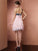 A-Line/Princess One-Shoulder Sleeveless Hand-Made Flower Short Chiffon Homecoming Dresses HEP0008808